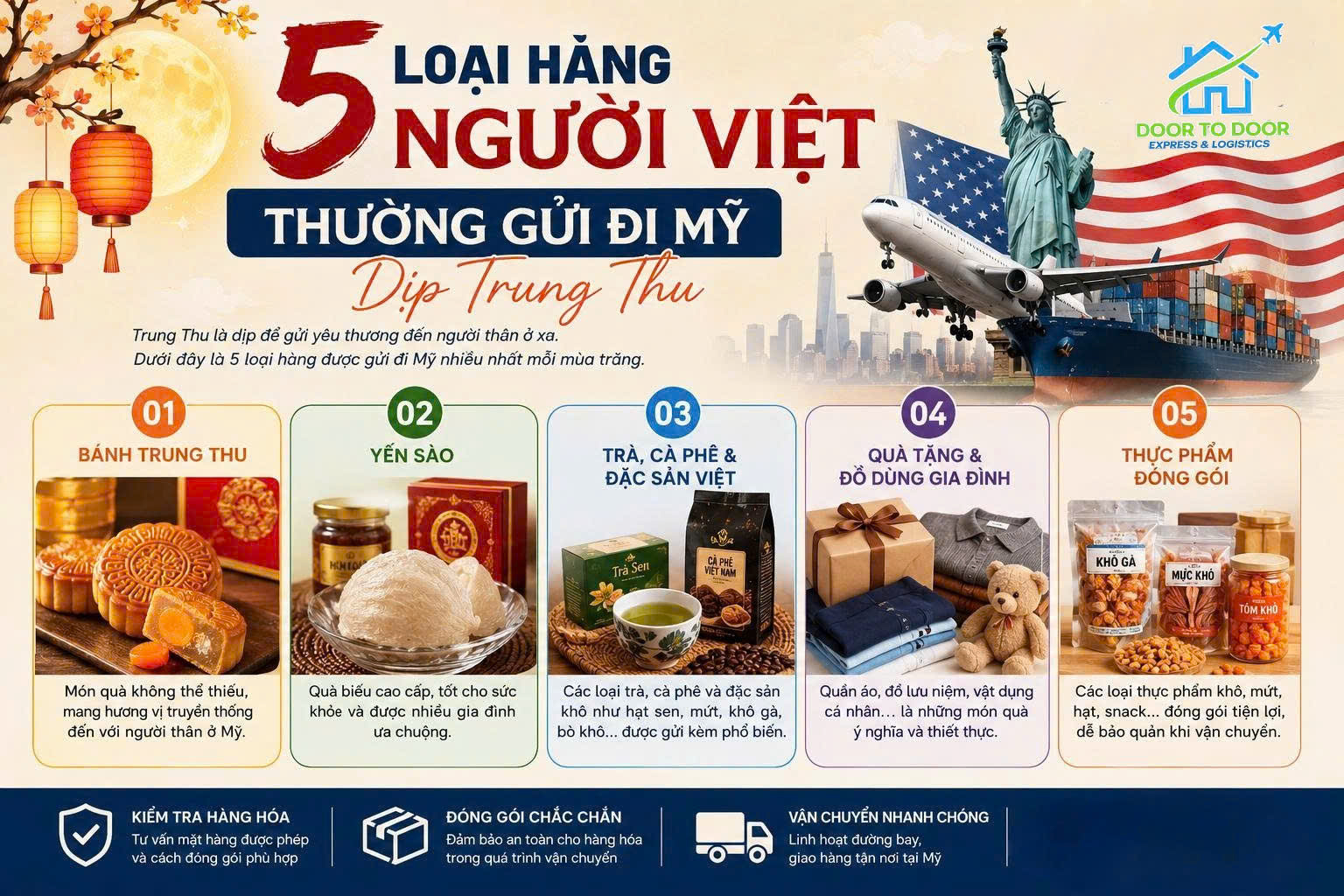 5 loại hàng thường gửi qua Mỹ vào trung thu